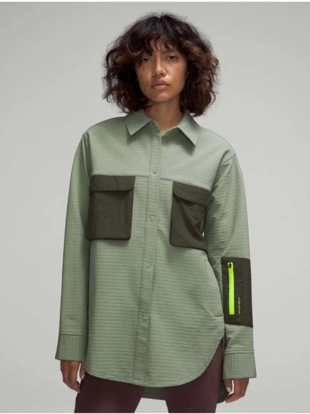 Lululemon NWOT Grid Fleece Hiking Overshirt Laurel Green / Medium Olive